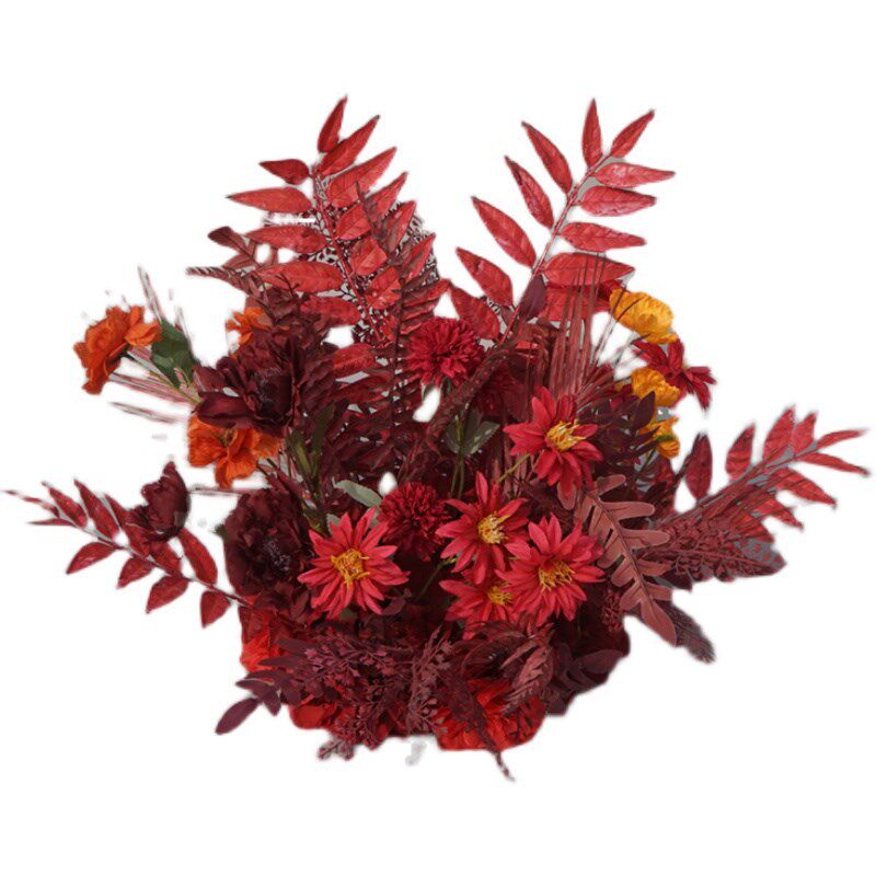 婚庆路引花盆花花球T台舞台背景迎宾花桌花婚礼堂花点红色系装扮