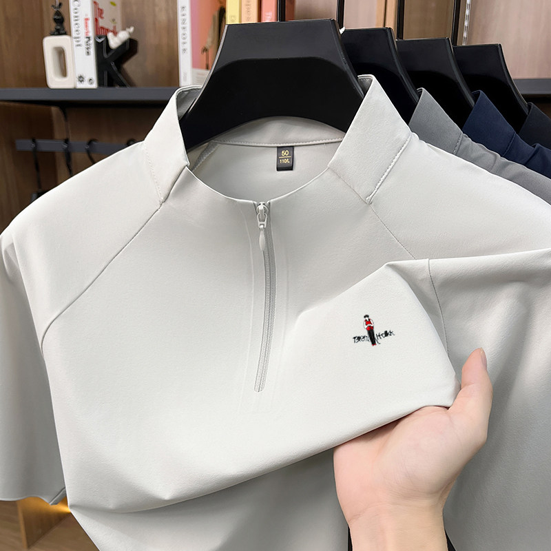 奥莱撤柜高档男士短袖商务百搭翻领POLO衫夏季休闲刺绣纯色T恤