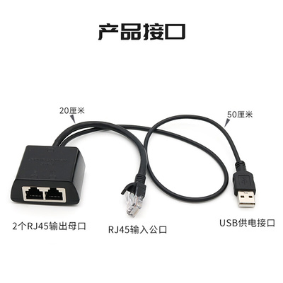 网线分线器网口一分二同时上网宽带网络对接头一拖二转接口1分2母