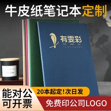 牛皮纸笔记本定制可印logoA4a4封面内页彩页定制A5a5会议企业学校公司记事本B5b5记事本本子定制定做