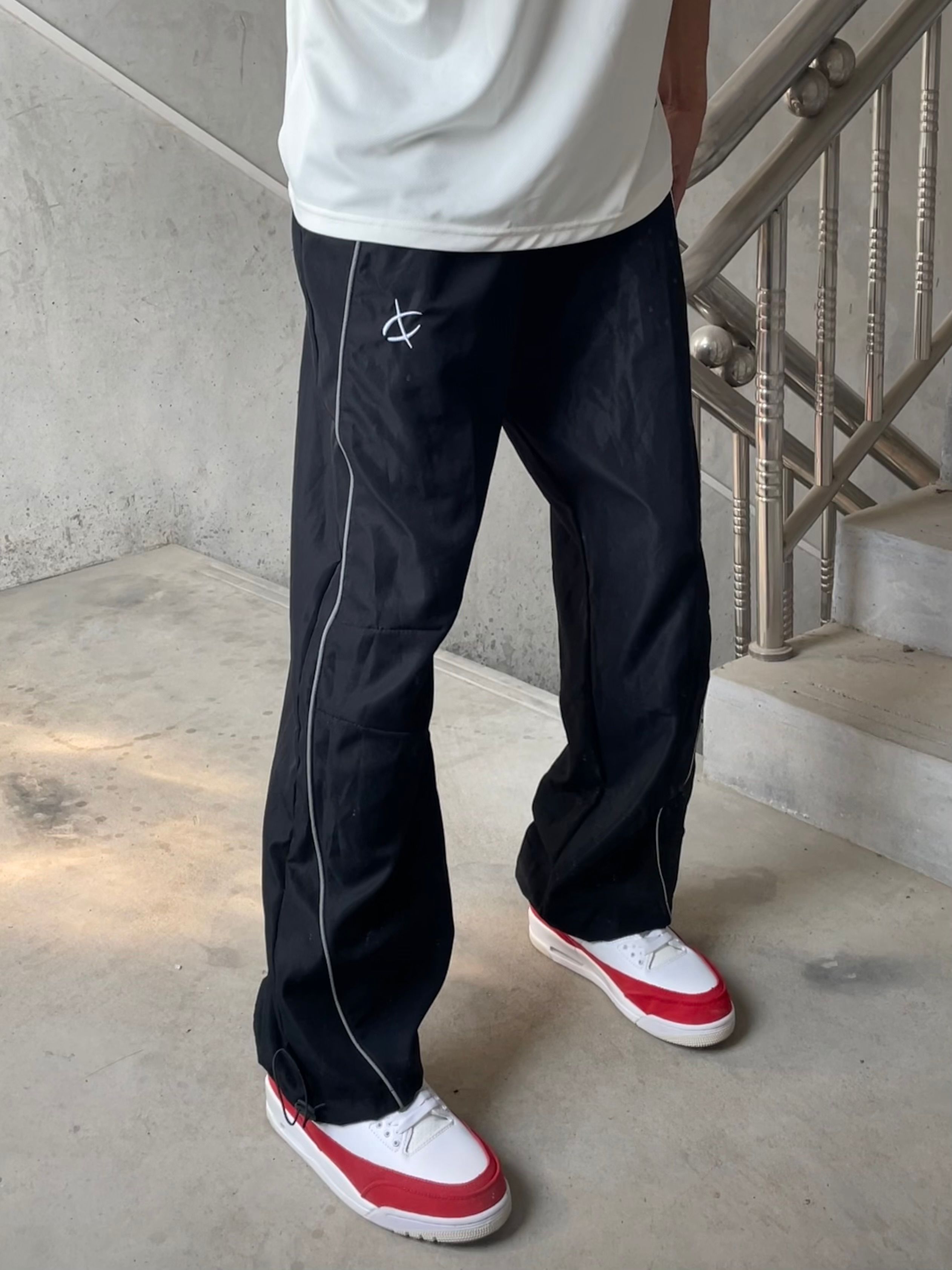 美式街头复古vintage运动裤男女春夏新款反光休闲直筒宽松长裤ins