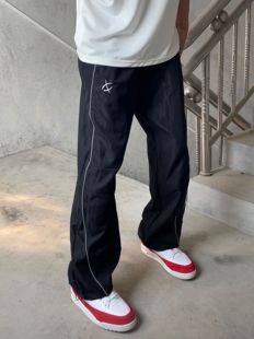 反光休闲直筒宽松长裤 男女春夏新款 ins 街头复古vintage运动裤 美式