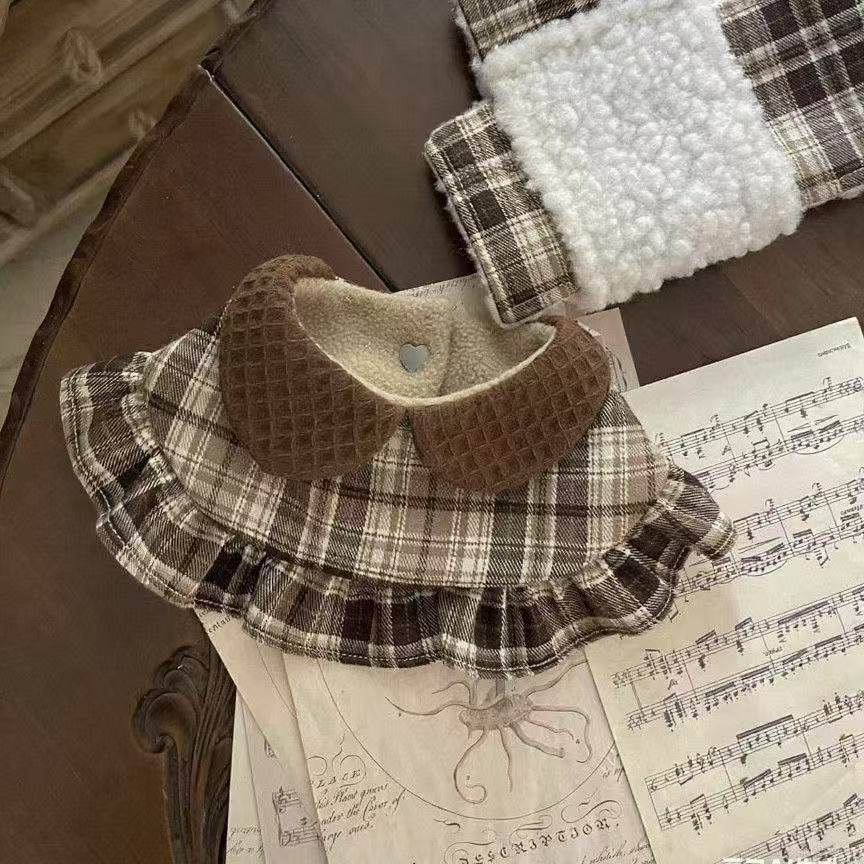 宠物秋冬英伦风美拉德绅士贵千金风格中小型宠物狗狗围巾猫咪围脖