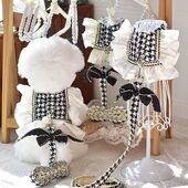 狗狗小香风牵引绳背心式 胸背带衣服宠物小体茶杯犬外出遛狗绳套装