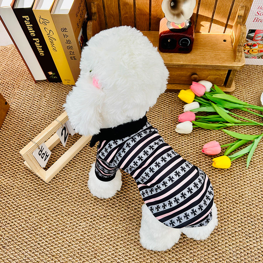 狗狗衣服春秋条纹打底POLO帅气超萌翻领短袖T潮2025新款狗狗衣服