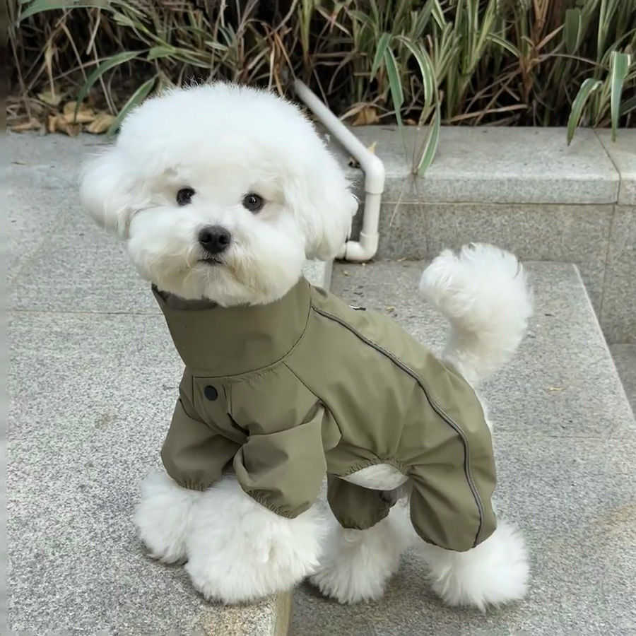 秋冬款狗狗衣服四脚可爱外出加绒泰迪博美秋冬款防尘防泼保暖冲锋