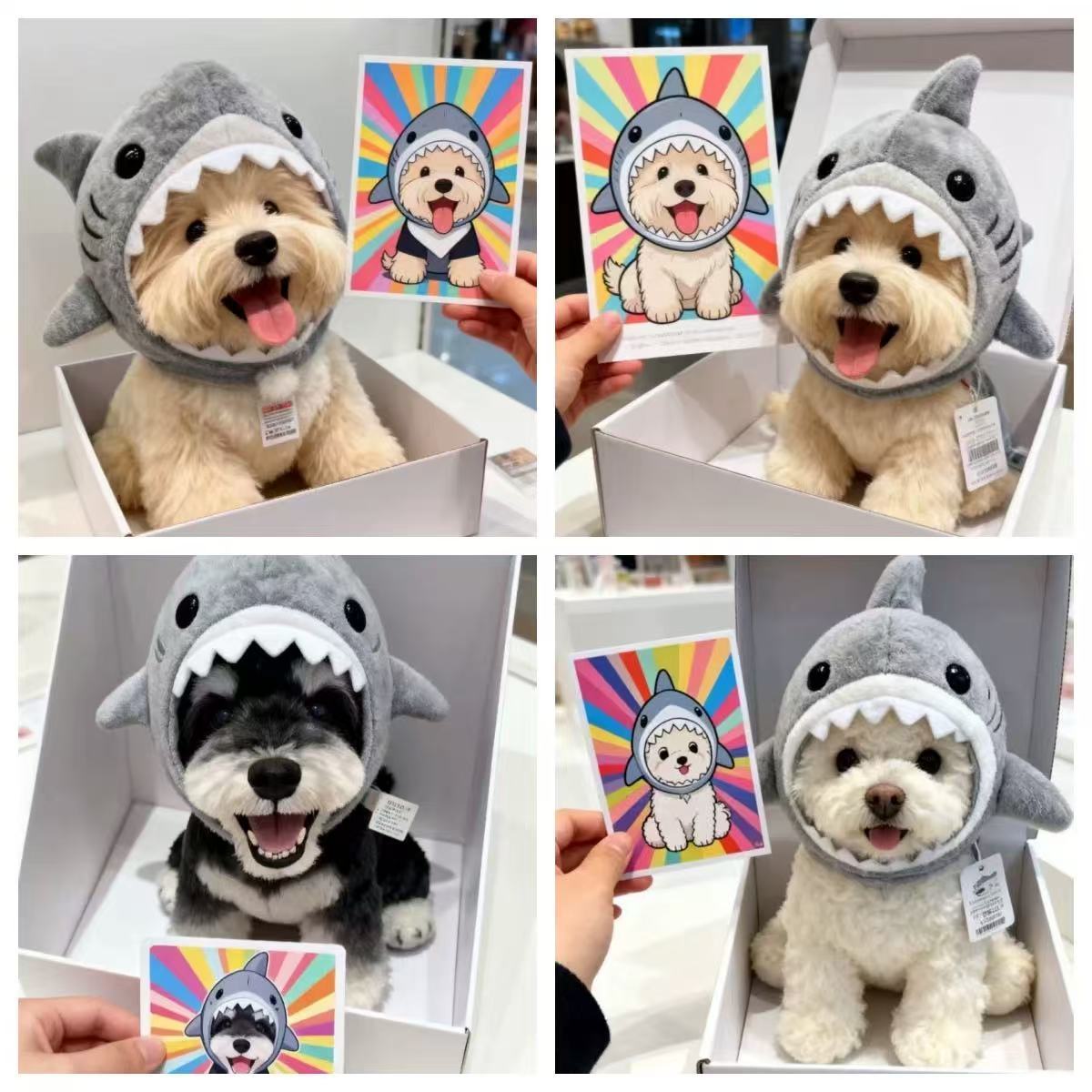 狗狗帽子猫咪头套春秋比熊泰迪博美雪纳瑞鲨鱼变装狗狗冬季帽子