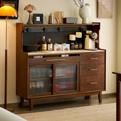 北美黑胡桃木餐柜靠墙一体收纳柜实木家用茶水柜客厅边柜置物柜