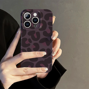 适用苹果15手机壳iPhone16promax新款 女14高级8硅胶13pro硬xsmax防摔保护套plus简约12薄mini暗紫豹纹11硬壳7