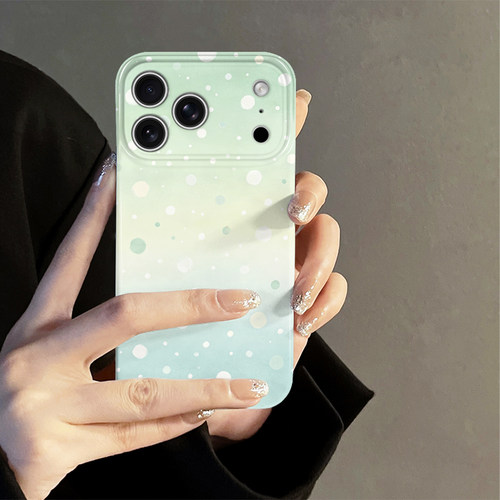 绿底波点适用苹果18pro手机壳iPhone17promax新款16日韩15个性14防摔套13十八简约华为荣耀oppo小米vivo红米