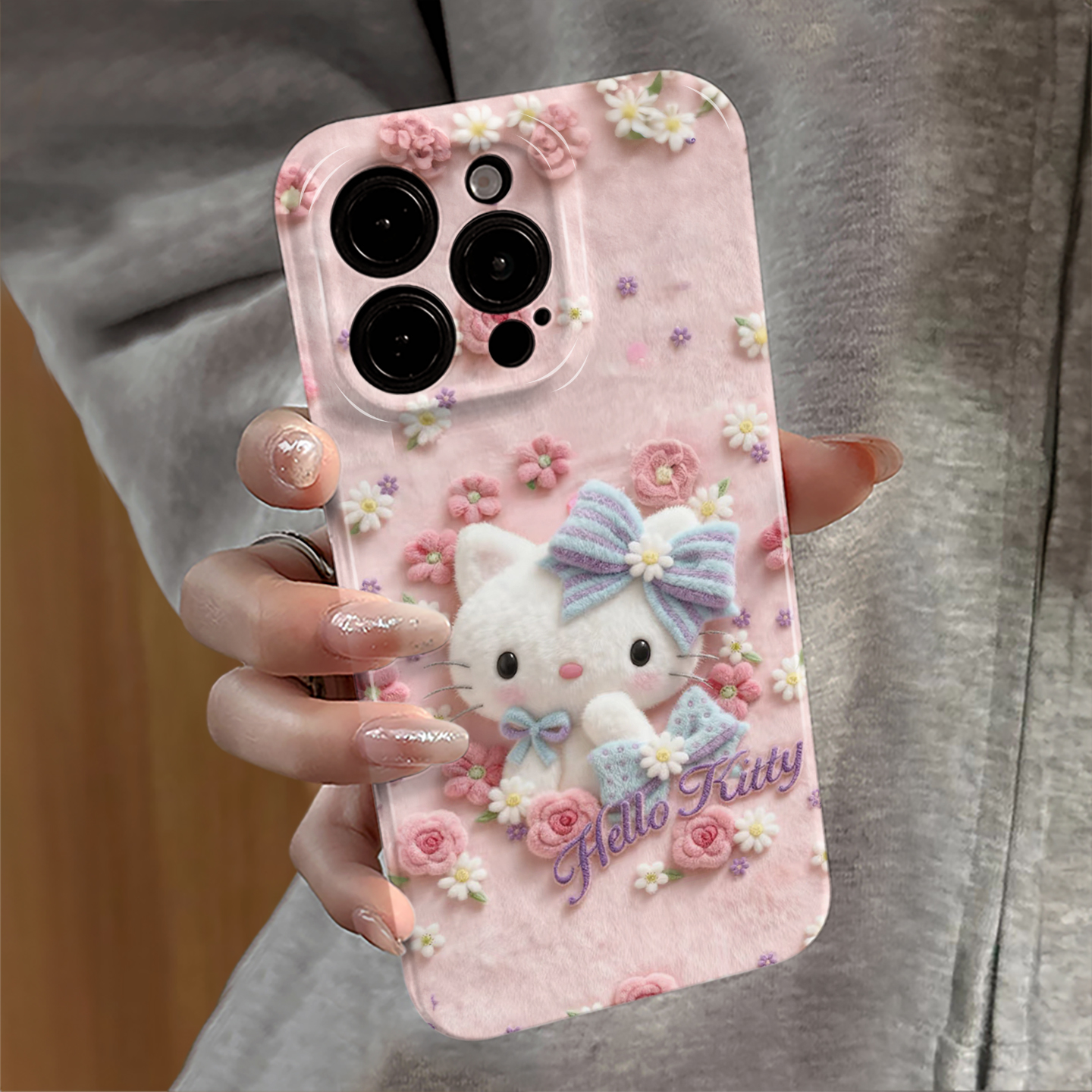 适用苹果16promax手机壳iPhone17pro碎花kt猫ip15pro新款13卡通14小米12防摔套oppo华为荣耀11全包vivo红米e