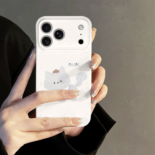 灰色小猫适用苹果18promax手机壳iPhone17pro简约16日韩15可爱oppo14防摔套13十八新款华为荣耀小米vivo红米