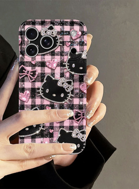 钻石kitty猫适用苹果17pro手机壳iPhone16promax个性iP15新款14卡通13防摔套oppo12小米创意华为荣耀vivo红米