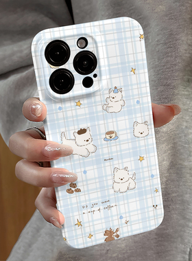 适用苹果17pro手机壳iPhone16promax简约ip15pro新款14华为13小米12防摔套oppo格纹小狗红米11全包vivo荣耀e