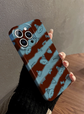 适用苹果15手机壳女iPhone16promax新款iP14小众8硅胶13promax硬xsmax防摔mini保护套7plus简约12i条纹小狗11