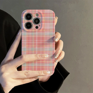 菲林壳xr网红情侣xs高级感12卡通创意个性 14pro 防摔套 适用于iphone15promax苹果15手机壳11粉蓝格子新款