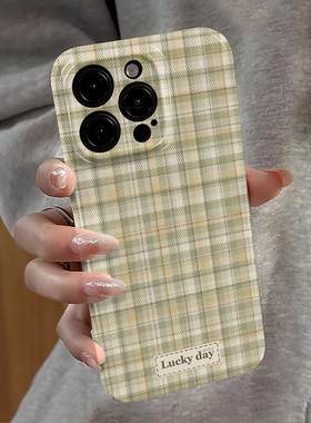 适用苹果17promax手机壳iPhone16pro新款ip15pro个性13华为12小米14防摔套vivo绿色格纹红米11全包oppo荣耀e