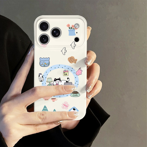 电脑猫咪适用苹果18pro手机壳iPhone17promax韩系16简约15个性oppo14防摔套13十八新款华为荣耀小米vivo红米