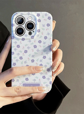 适用苹果15promax手机壳女iPhone16pro新款iP13简约iP14紫色碎花8防摔12保护套11小众xsmax超薄7plus菲林mini