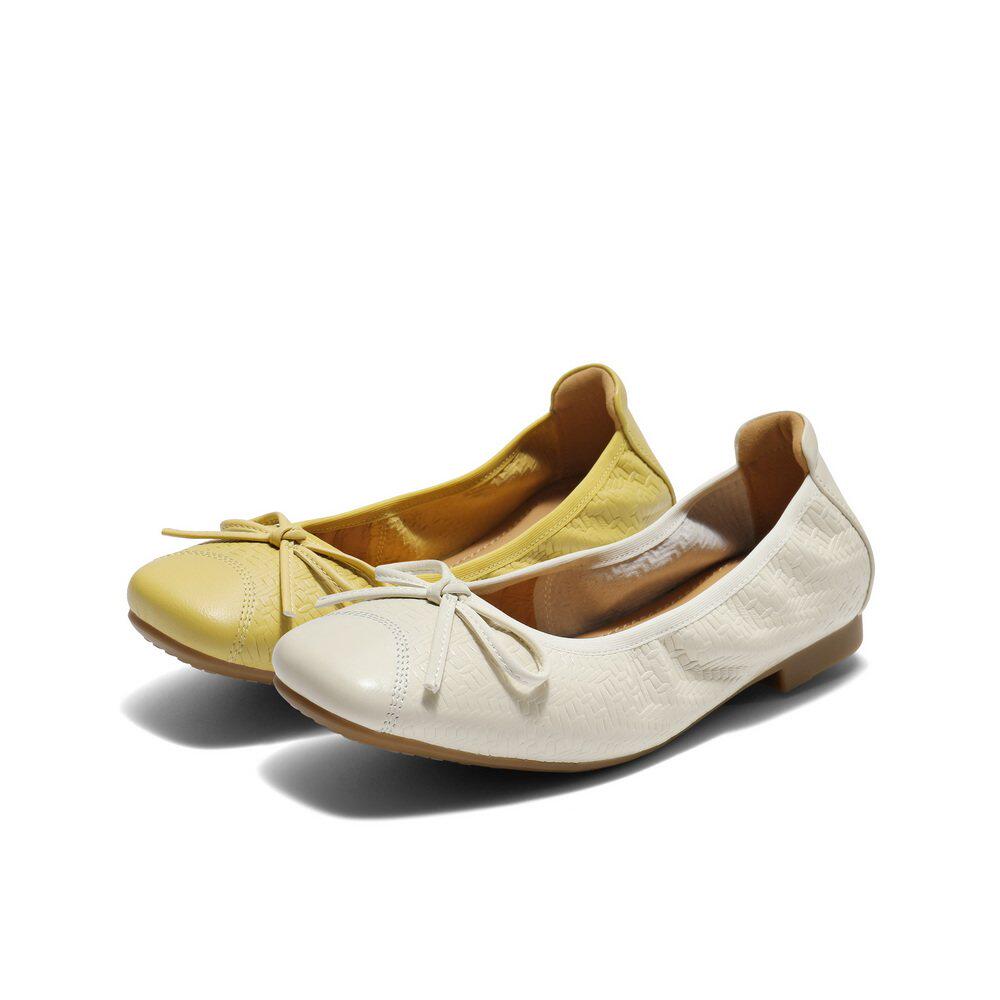 百丽芭蕾黄色羊皮超软平底蛋卷单鞋女25新款浅口单鞋子B2770CQ5