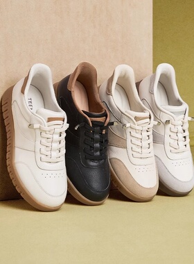 专柜正品天美意2025春新款复古厚底休闲软底运动德训鞋女CMA29AM5