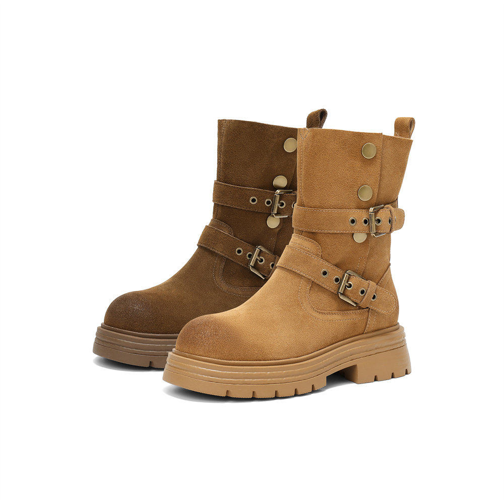 森达废土风堆堆靴中长筒靴女25复古厚底美拉德西部牛仔靴ZTI22DZ5,女鞋,西部靴,淘宝优惠券,粉丝福利购,淘宝优惠卷