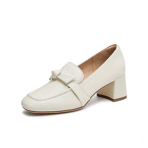 Tata他她气质粗跟乐福鞋女鞋羊皮单鞋小皮鞋2024秋季新款7BC22CA4