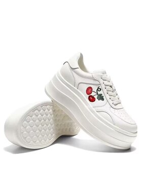 专柜正品百丽樱桃刺绣厚底小白鞋2026春商场同款女板鞋F6Y1DA