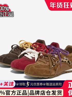 百思图2026春季新款厚底德训鞋阿甘鞋女红色运动休闲鞋A9062AM6