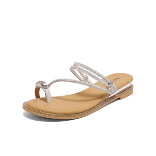 水钻凉鞋 半拖鞋 子女2024夏季 仙女女鞋 女3CQ30BT4 新款 百丽外穿拖鞋