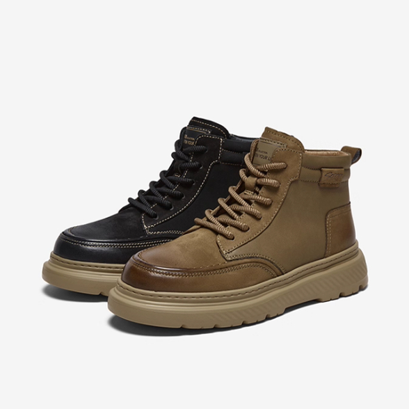 专柜正品百思图2025冬季新款男鞋加绒工装马丁靴时尚短靴W9025DD5
