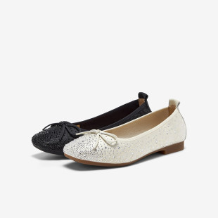 通勤钻饰蝴蝶结通勤单鞋 新款 22295AQ5 女2025春季 Bata浅口单鞋