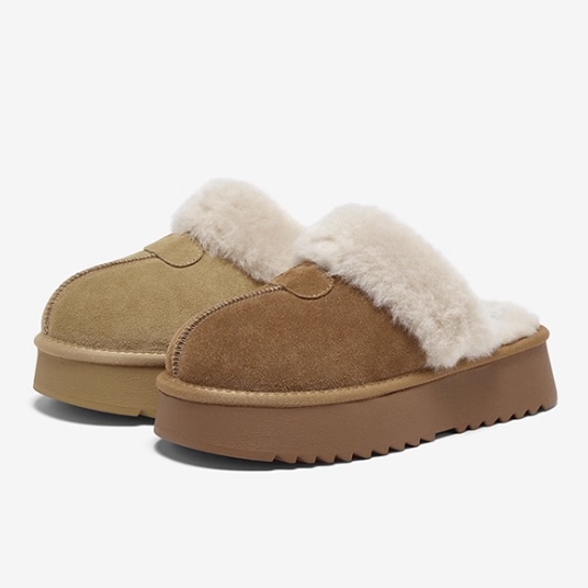 专柜正品百思图205冬款女鞋毛毛鞋加绒保暖厚底外穿拖鞋DK805DH5