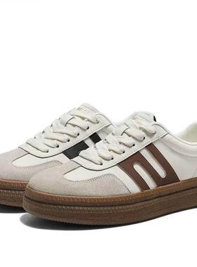 专柜正品百丽2026春款厚底板栗德训板鞋男复古休闲鞋9BZ01AM6