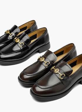 百丽气质通勤乐福鞋女24春新商场同款真皮潮流单鞋A5Y1DAA4