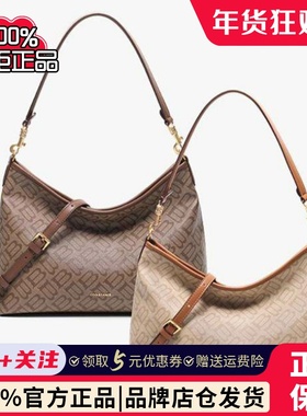 百丽包包女25春新复古休闲老花单肩斜挎托特hobo腋下软包X7199AX5