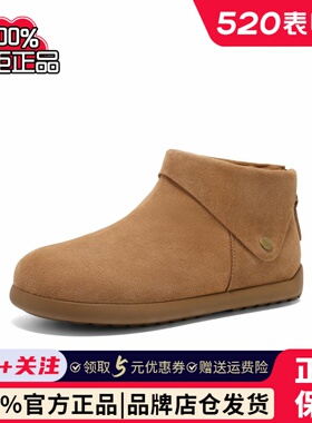 百丽保暖毛毛吐司复古全包勃肯鞋女25新款棉鞋短靴子D3G1DAD5