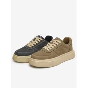 百思图2024春季新款时尚休闲运动板鞋厚底圆头男休闲鞋S886DAM4