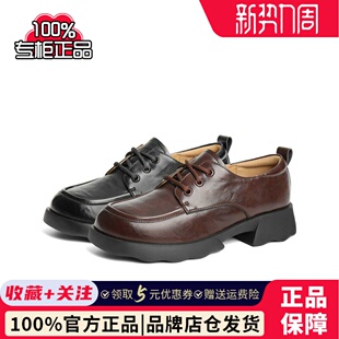 深口单鞋 百丽女鞋 黑色小皮鞋 女25春季 B2463AM5 子厚底牛津鞋