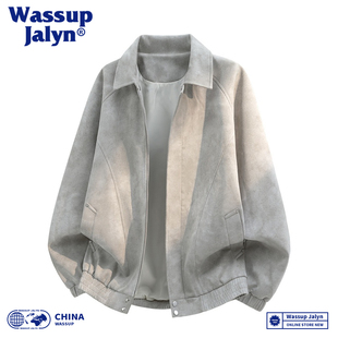 WASSUP JALYN美式鹿皮绒翻领夹克男春季新款潮牌宽松防风工装外套
