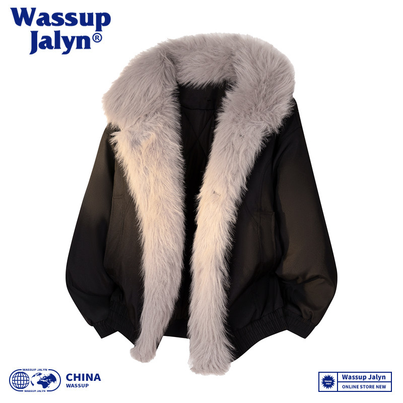 WASSUP JALYN美式座山雕皮毛一体羽绒棉服男女秋冬季宽松棉衣外套,男装,棉衣,淘宝优惠券,粉丝福利购,淘宝优惠卷
