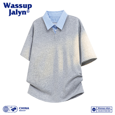 WASSUPJALYN拼接假两件POLO衫