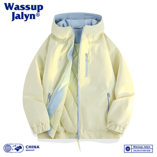 WASSUP 拼色蓬松棉袄减龄保暖面包服 JALYN情侣撞色连帽棉服秋冬季