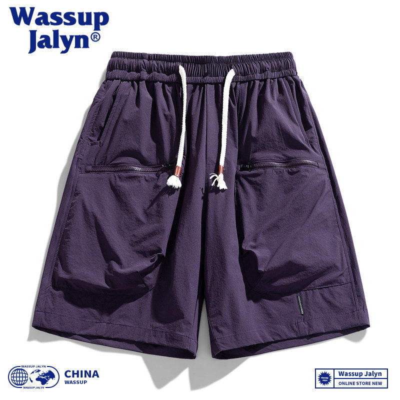 WASSUP JALYN工装冰丝短裤男夏季潮牌日系休闲运动宽松男士直筒裤,男装,短裤,淘宝优惠券,粉丝福利购,淘宝优惠卷