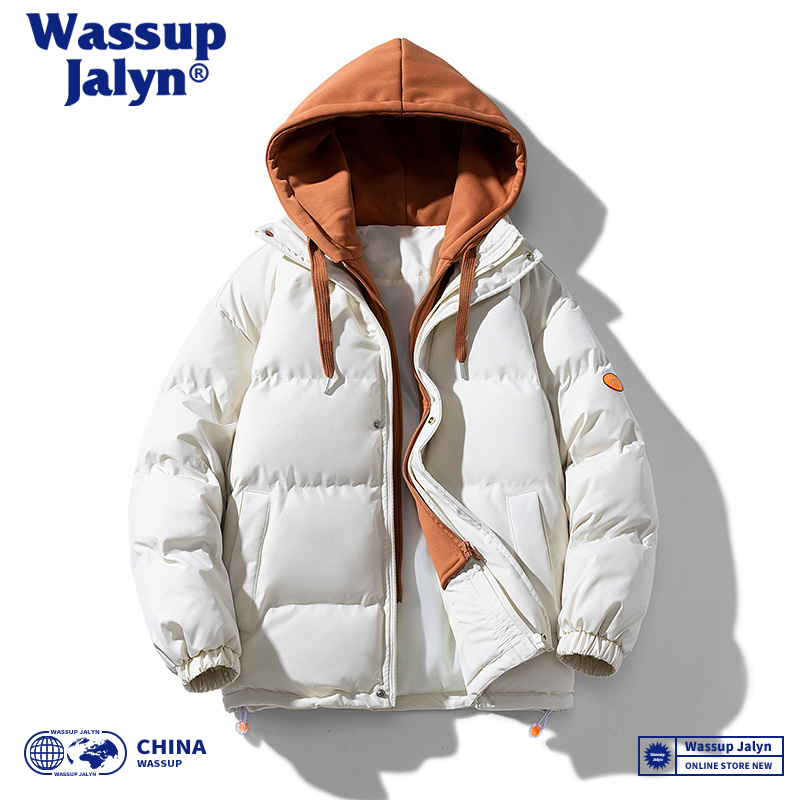 WASSUP JALYN羽绒棉服冬季假两件连帽棉衣宽松情侣男女加厚外套潮