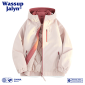 WASSUP JALYN情侣撞色连帽棉服秋冬季 拼色蓬松棉袄减龄保暖面包服