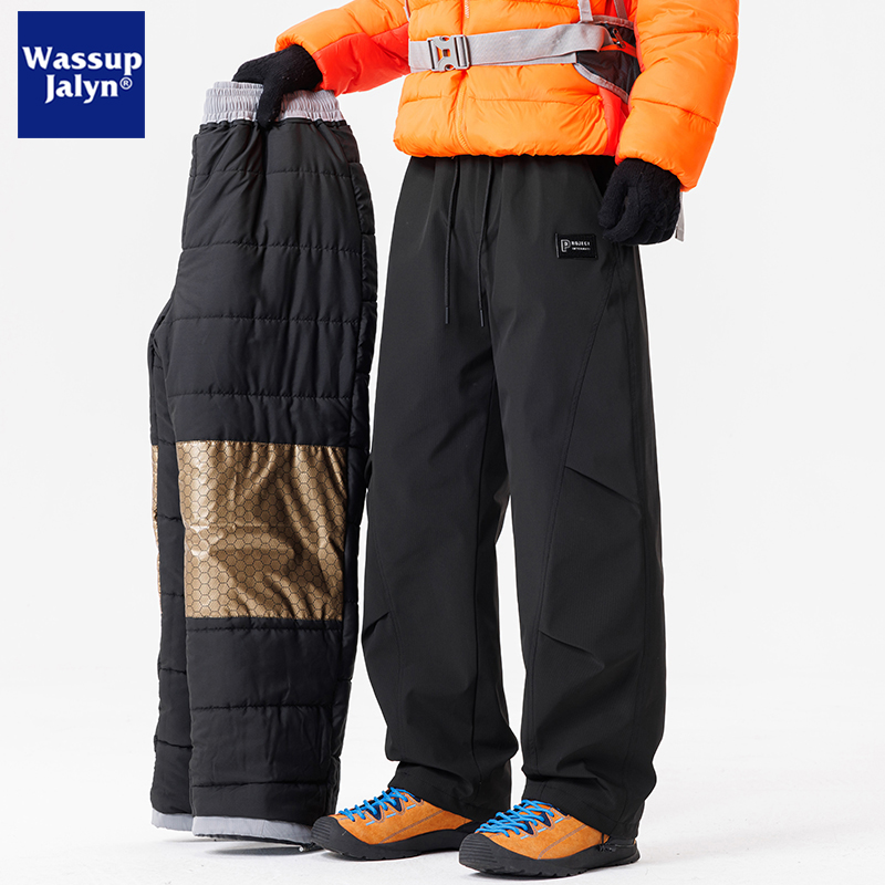 WASSUP JALYN加绒加厚休闲裤男士秋冬宽松防风保暖青少年直筒棉裤
