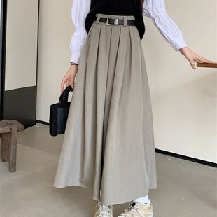 Solid pleated color waist skirt elastic 纯色松紧腰百褶半身裙