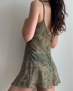 Sexy perspective slit halter dress 性感透视开叉吊带连衣裙女