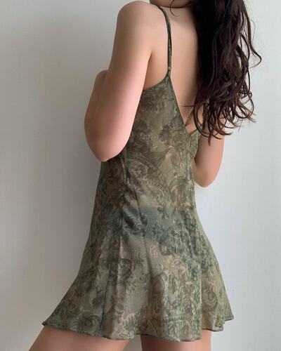 Sexy perspective slit halter dress  性感透视开叉吊带连衣裙女